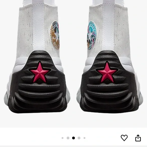 Converse White and Pink High-Top Sneakers with Bold Design - Picture 5 of 6